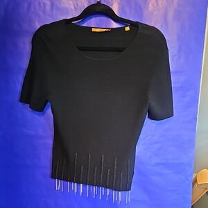Elegant Black Beaded Women's Sweater